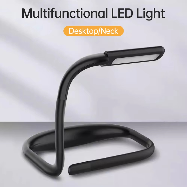 Neck Reading Light Rechargeable Book Light with 3 Color Adjustable Brightness Eye-friendly Desk Lamp Bendable Arms for Reading