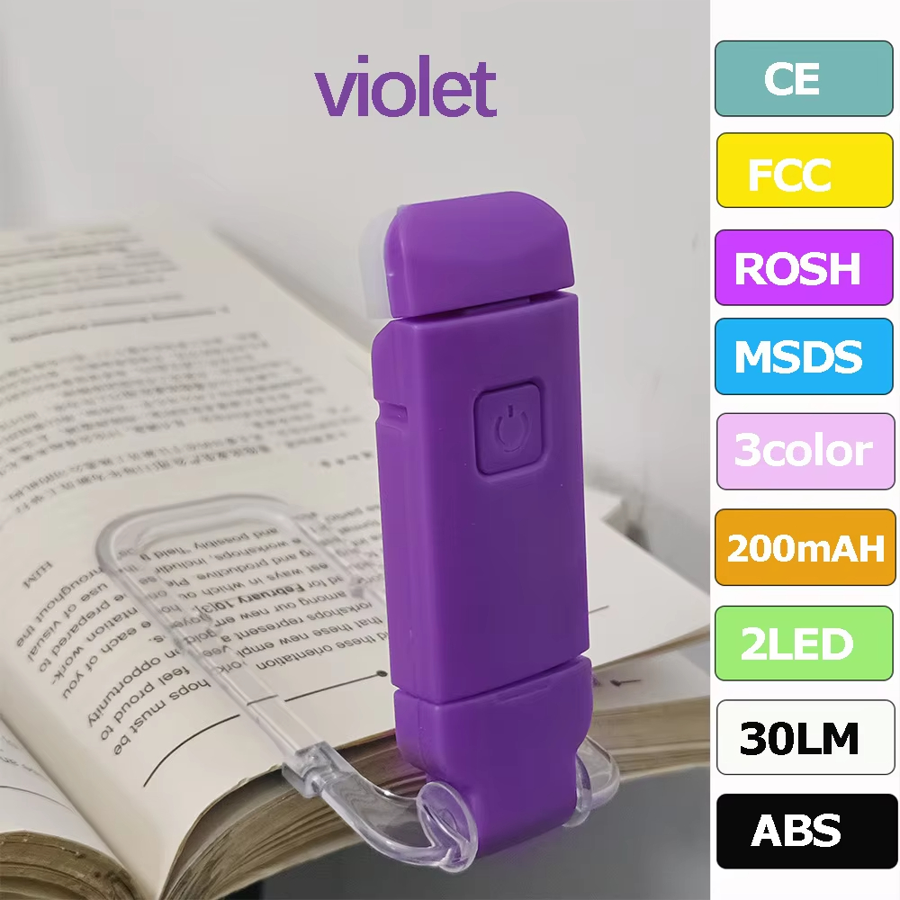 USB rechargeable LED book light with adjustable brightness, clip on bookmark light for eye protection, portable reading light