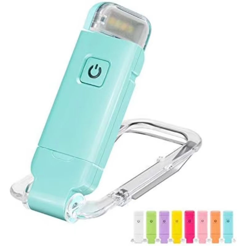USB rechargeable LED book light with adjustable brightness, clip on bookmark light for eye protection, portable reading light