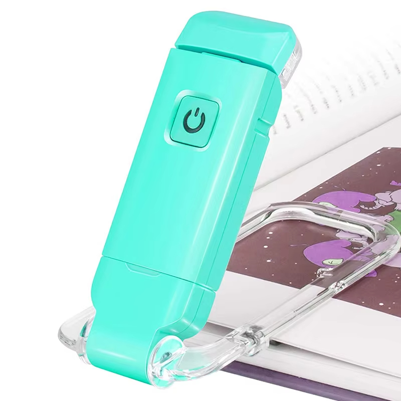 USB rechargeable LED book light with adjustable brightness, clip on bookmark light for eye protection, portable reading light