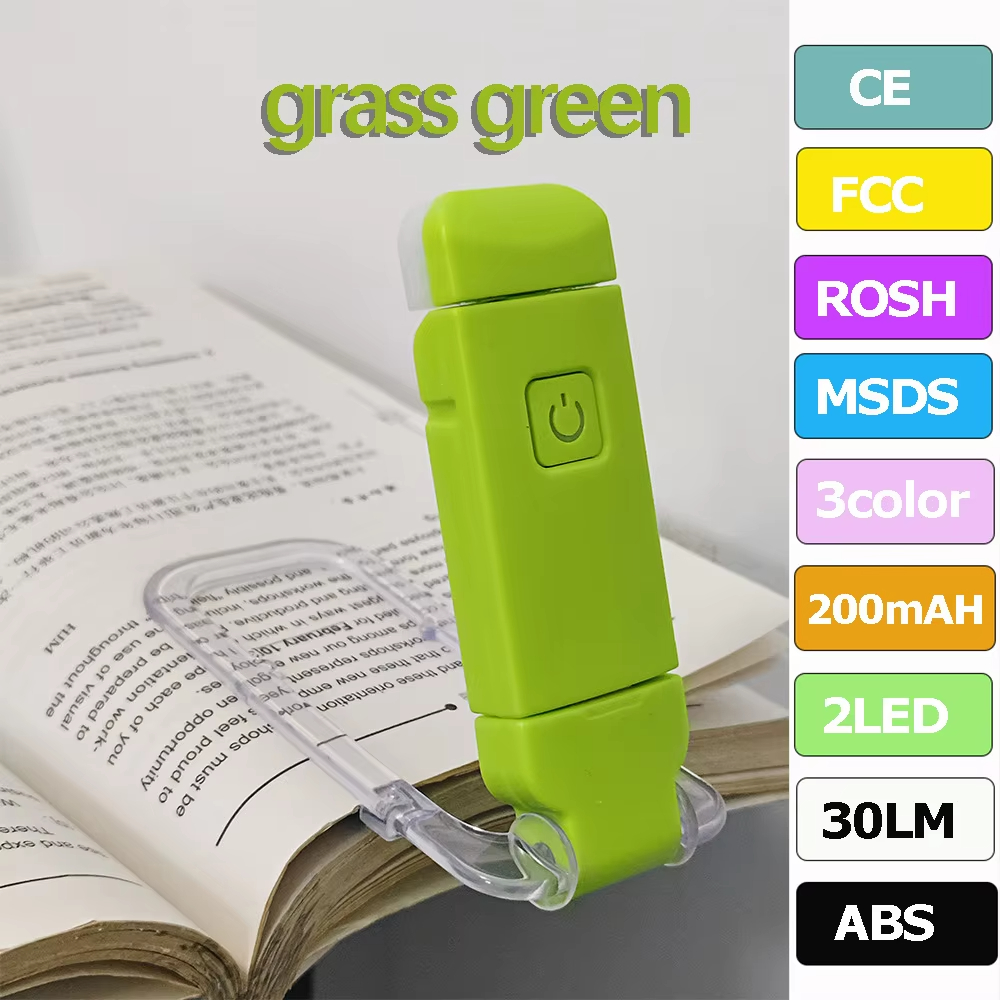 USB rechargeable LED book light with adjustable brightness, clip on bookmark light for eye protection, portable reading light