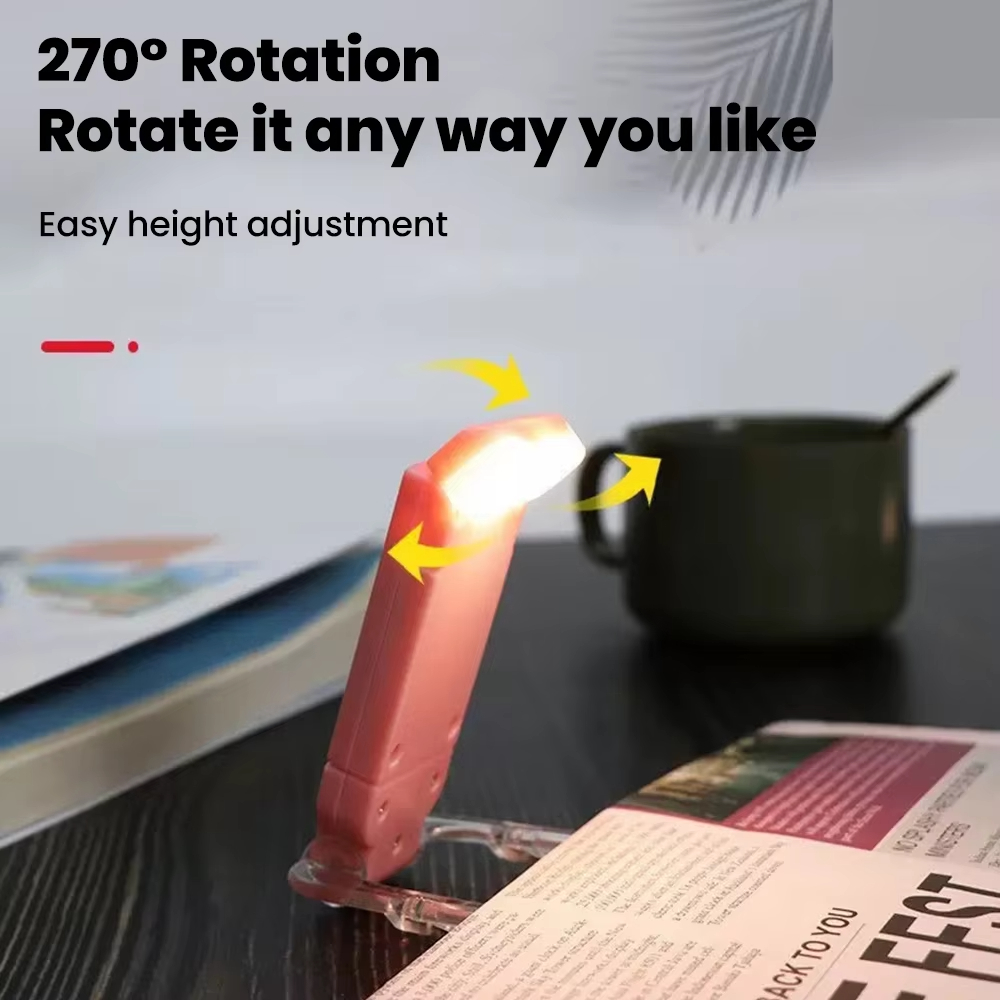 Portable Rechargeable LED Clip On Book Light, 3 Color Dimmable Adjustable Reading Lamp for Bed, Desk, School & Travel