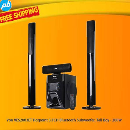 ✨ VON 3.1 Channel 200W RMS Multimedia Subwoofer woofer System with Bluetooth, Bass Extreme, FM Radio, Dual Tallboy Speakers & Remote Control