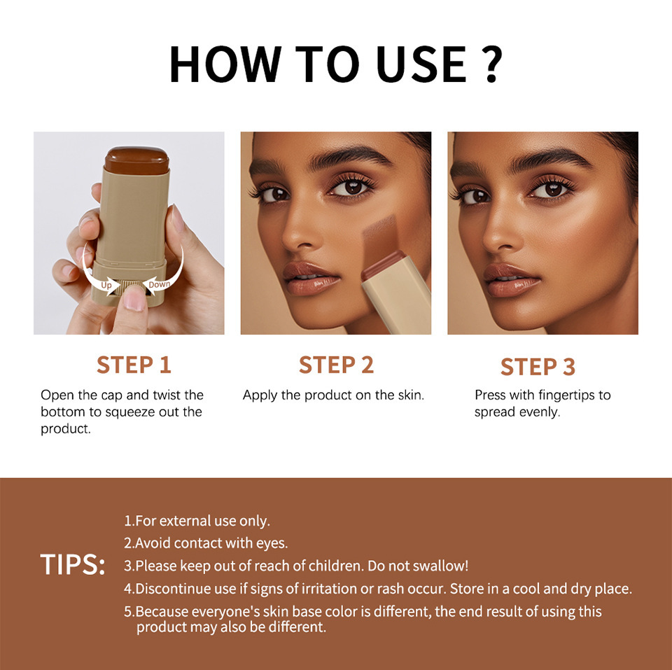1PC Stick Foundation Boosted Skin Tint Foundation Stick Smooth Plumper Hight Coverage Travel Bronze Foundation Stick Makeup