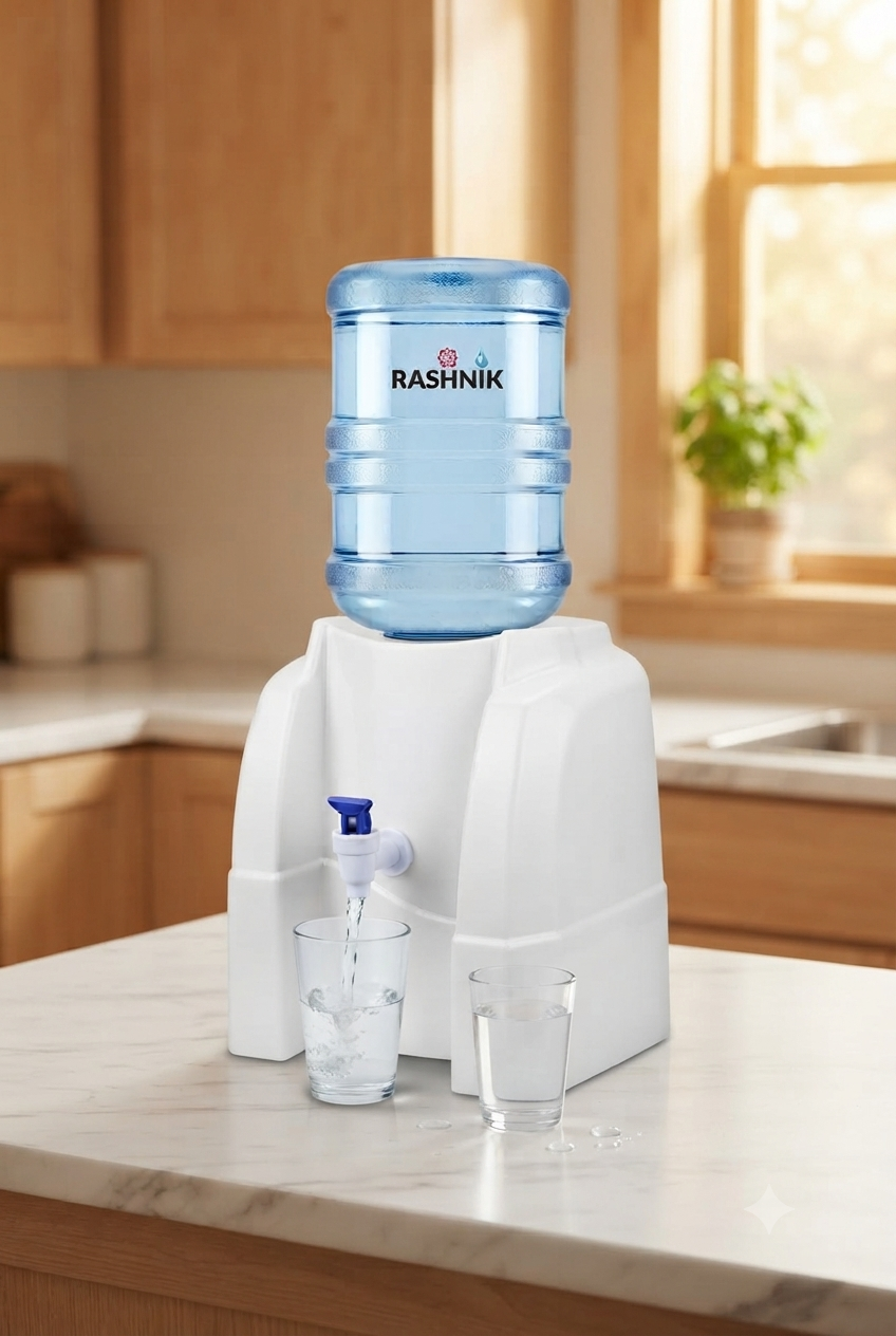 Rashnik Single Tab Table Top Water Dispenser | Model RN-2457 | Kitchen Series | No Electricity | 3L–18L Bottles