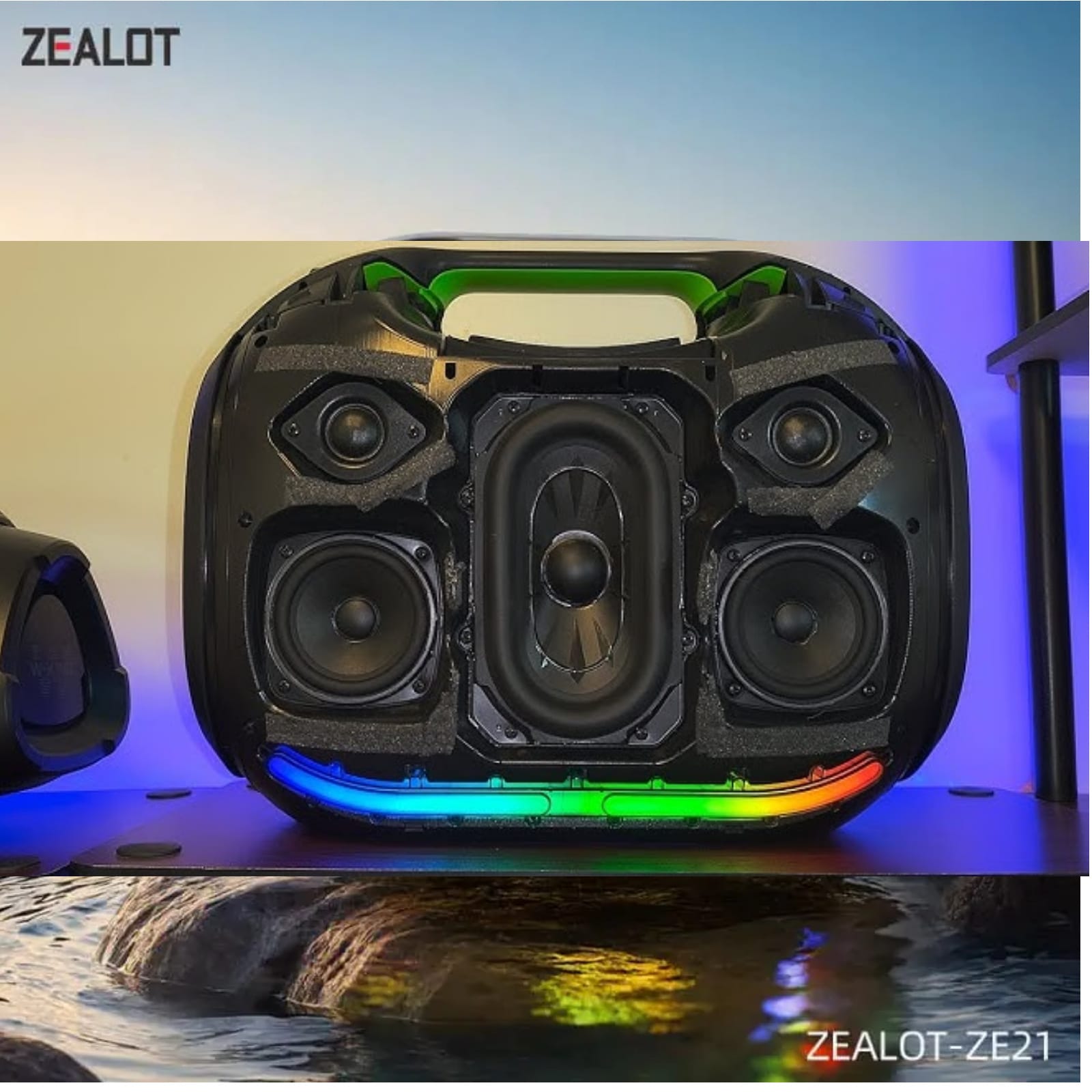 ZEALOT
Loud Portable Bluetooth Speaker, 300W Max Wireless with LED Light, Dual Pairing, XBass, Bluetooth 5.3, 48000mAh, Outdoor Waterproof Speaker for Camping, Beach and Party