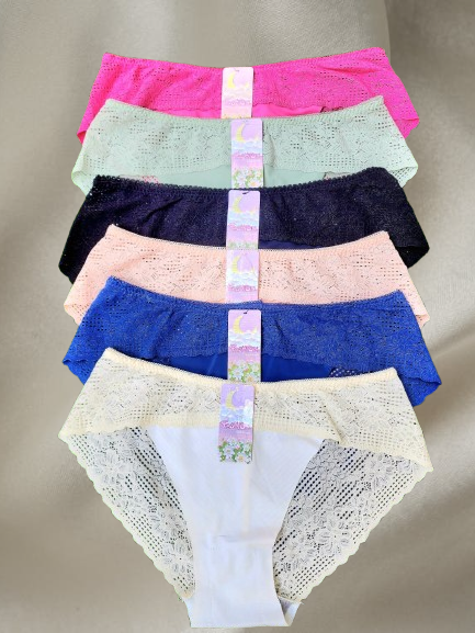 💫6PCS  ELEGANT LACE • FULL BACK STYLE 💫 Women’s Lace Full Back Panties – Cheeky Sexy Fit, Soft Breathable Comfortable Everyday Underwear
