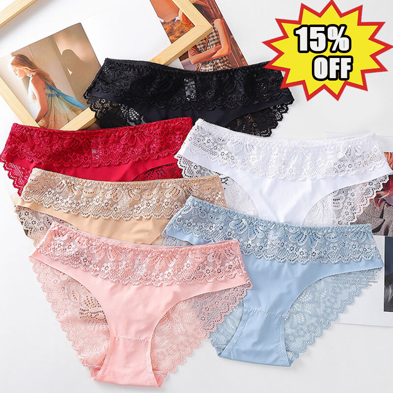 💫6PCS  ELEGANT LACE • FULL BACK STYLE 💫 Women’s Lace Full Back Panties – Cheeky Sexy Fit, Soft Breathable Comfortable Everyday Underwear