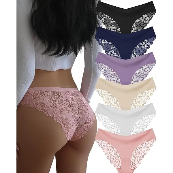 💫6PCS  ELEGANT LACE • FULL BACK STYLE 💫 Women’s Lace Full Back Panties – Cheeky Sexy Fit, Soft Breathable Comfortable Everyday Underwear