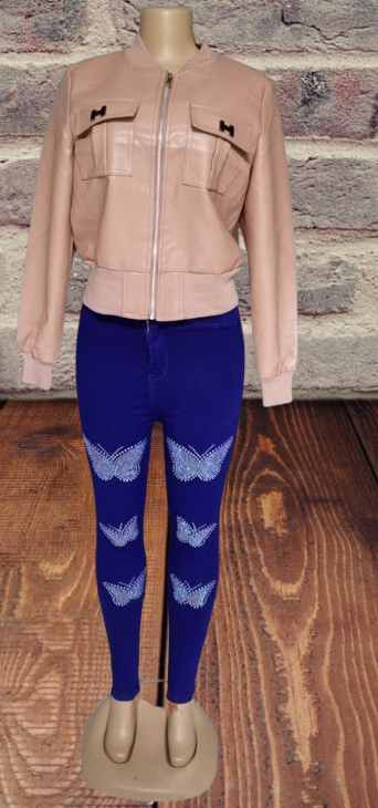 🦋 SPARKLE CURVE FIT | Ladies Butterfly Pencil Jeans – Dynasty Fashion High-Waist Slim Fit Denim with Rhinestone Butterfly Design