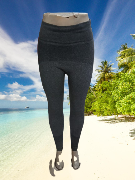 ⭐ SMART COMFORT! Women's Heather Gray High-Rise Seamless Shaping Leggings – Wide Waistband Smooth Stretch Pull-On Casual Tights