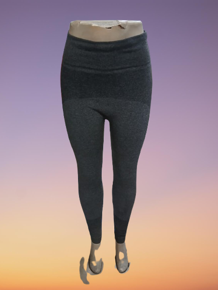 ⭐ SMART COMFORT! Women's Heather Gray High-Rise Seamless Shaping Leggings – Wide Waistband Smooth Stretch Pull-On Casual Tights