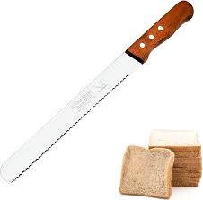 🔥 Hot Pick Stainless Steel Serrated Bread Knife with Wooden Handle Long Bread Cake Slicing Knife Kitchen Baking Tool