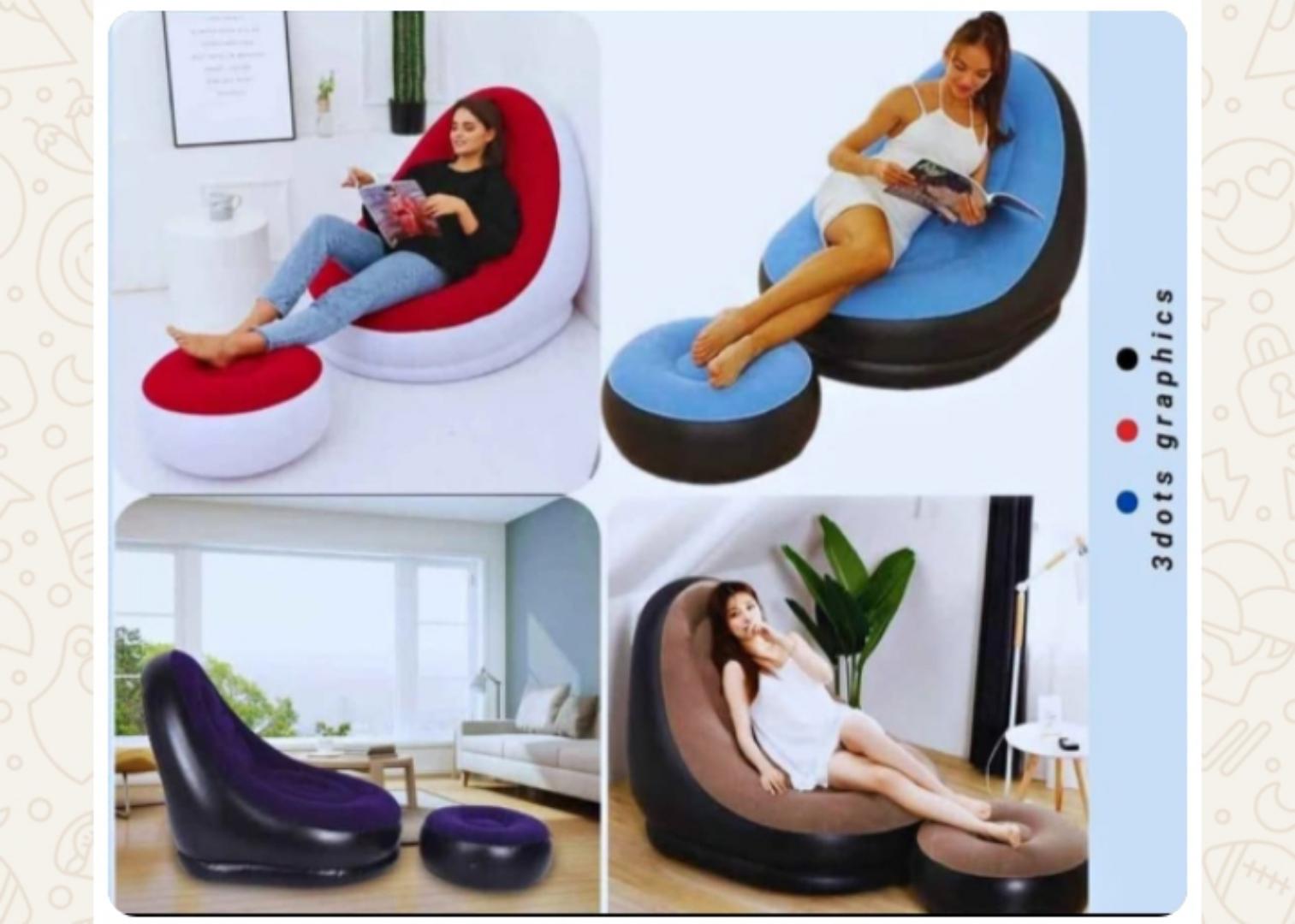 🔥Brand New 2in1 Large lazy inflatable sofa - Leisure inflatable chair - Flocking leisure inflatable lounge chair- Bean bag chair-Inflatable Seat With Footrest + Manual Pump