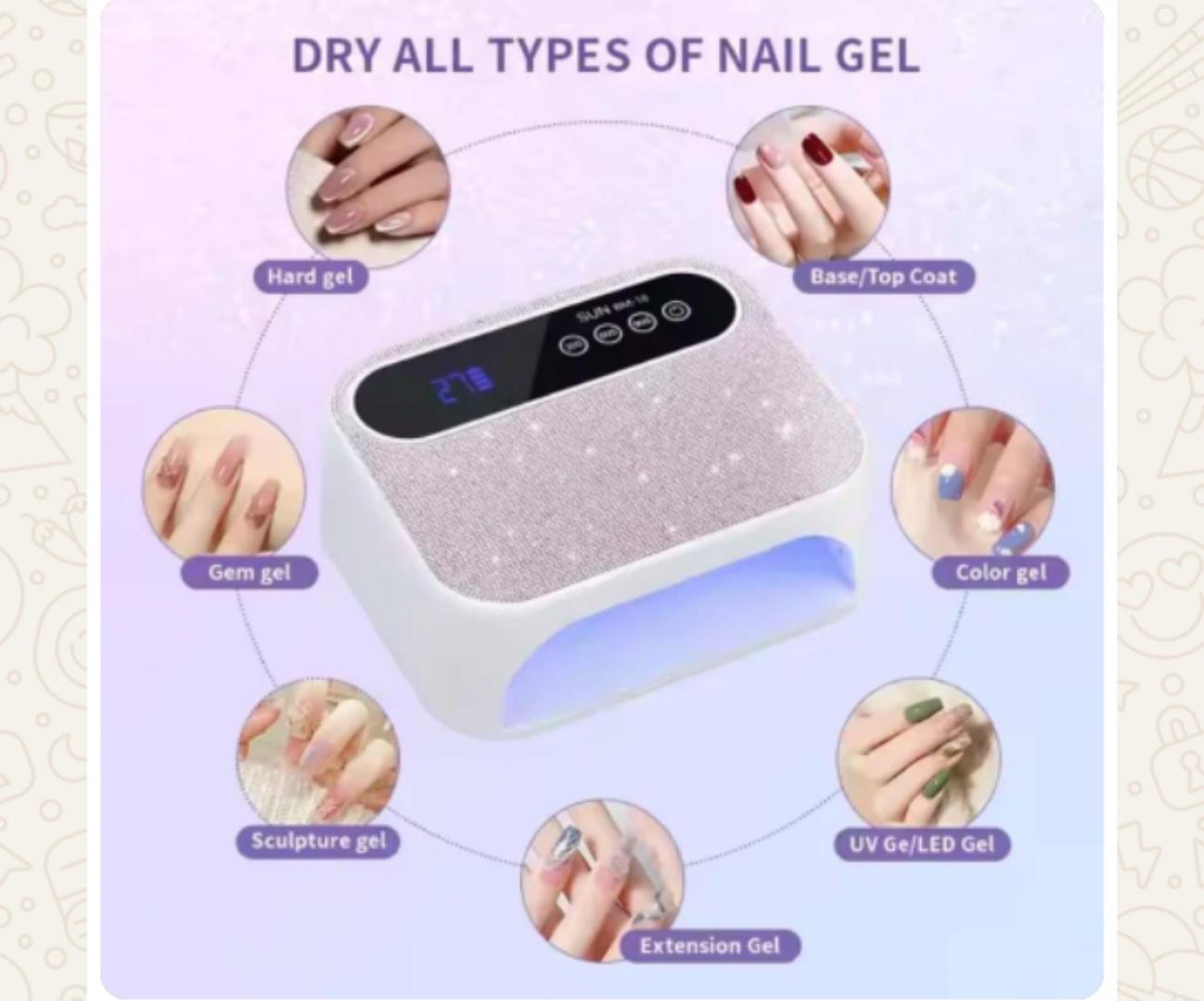 sun 288W 2 in 1 LED UV Nail Curing Lamp 72 LED Professional Nail Dryer for Gel Polish Hard Gel Fast Curing with Smart Sensor Digital Display Double Speed Salon Home Use Manicure Tool view 2