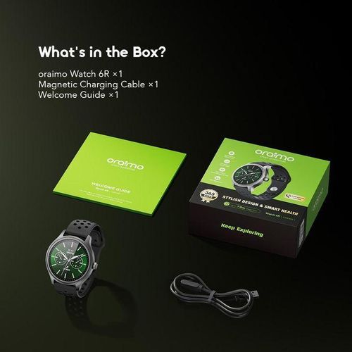 NEW ARRIVAL!!!!!!!!!   Oraimo Watch 6R 1.39'' Anti-Scratch IP68 Smart Watch, Anti-Scratch Panda Glass, Heart Rate & Blood Oxygen Monitor, IP68 Waterproof, AI Generated Watch Faces.