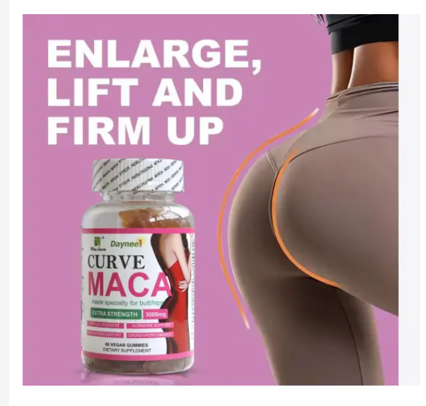 Curve Maca Daynee Gummies for Butt & Hips Enlargement Enhances Curves, Boosts Energy, & Balances Hormones. Curve Maca is a natural supplement which Stimulates Curves and Shape Effectively For Women