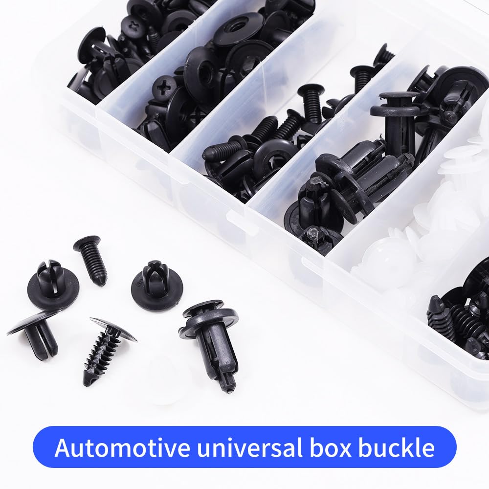 100Pcs Car Bumper Retainer Clips Push Pin Rivets Fasteners Kit with Fastener Remover, Auto Door Trim Panel Fender Plastic Clips Assortment for Most Cars Truck Repair Accessories