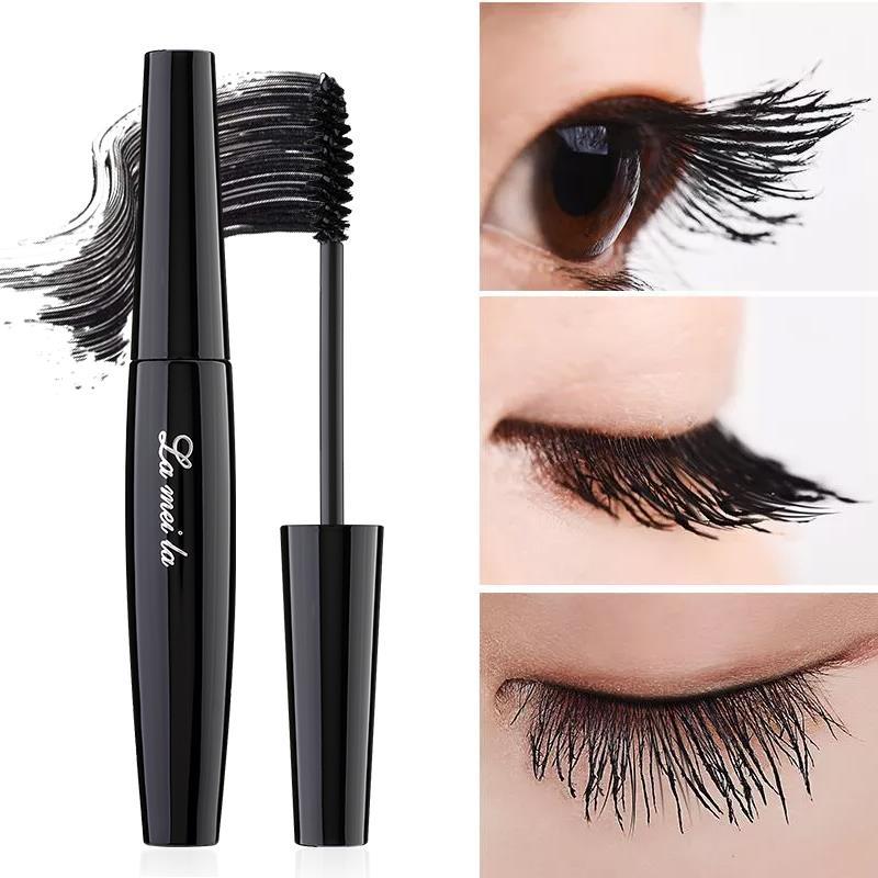 4D Waterproof Mascara Long Lasting Curling Volumizing Lengthening Eyelash Cream Smudge Proof Sweatproof Natural Thick Lash Black Mascara Quick Dry Eye Makeup Cosmetic Beauty Tool For Women