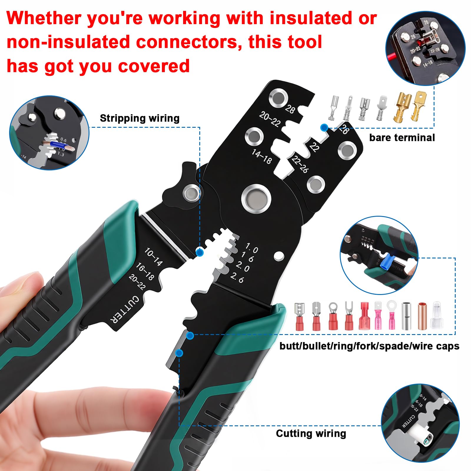 Automatic Wire Stripper 3 in 1 Multifunction Crimping Tool 8 Inch Wire Stripping Tool Cutting Pliers for Electricians Cable Repair Heavy Duty Hand Tool