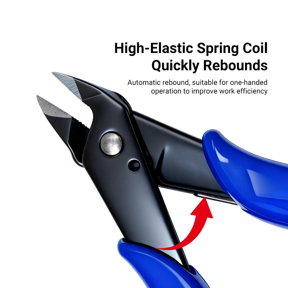 Mini Diagonal Cutting Pliers Blue Flush Cutter Side Cutter Wire Nippers Precision Hand Tool for Electronics Jewelry Repair Cable Cutting DIY Craft Electrician Repair Tool Durable Steel
