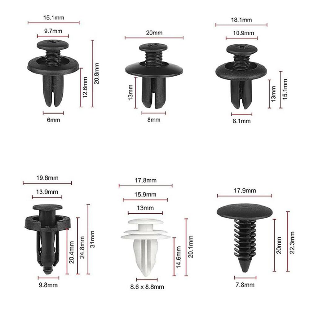 100Pcs Car Bumper Retainer Clips Push Pin Rivets Fasteners Kit with Fastener Remover, Auto Door Trim Panel Fender Plastic Clips Assortment for Most Cars Truck Repair Accessories