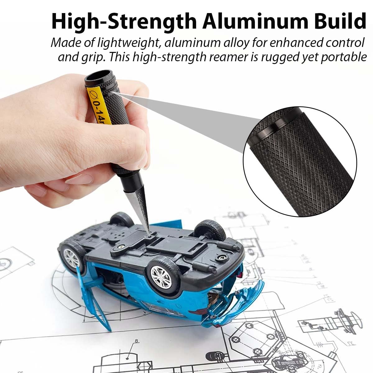 0-14mm RC Body Reamer Hole Punch Tool with Precision Scale Aluminum Expanding Hole Opener for RC Car Shell Plastic Sheet Aircraft Model DIY Drilling Repair Hand Tool Accessories