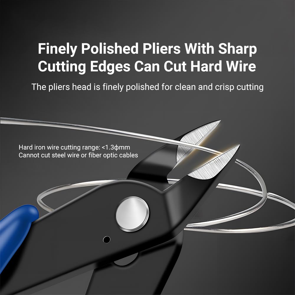 Mini Diagonal Cutting Pliers Blue Flush Cutter Side Cutter Wire Nippers Precision Hand Tool for Electronics Jewelry Repair Cable Cutting DIY Craft Electrician Repair Tool Durable Steel