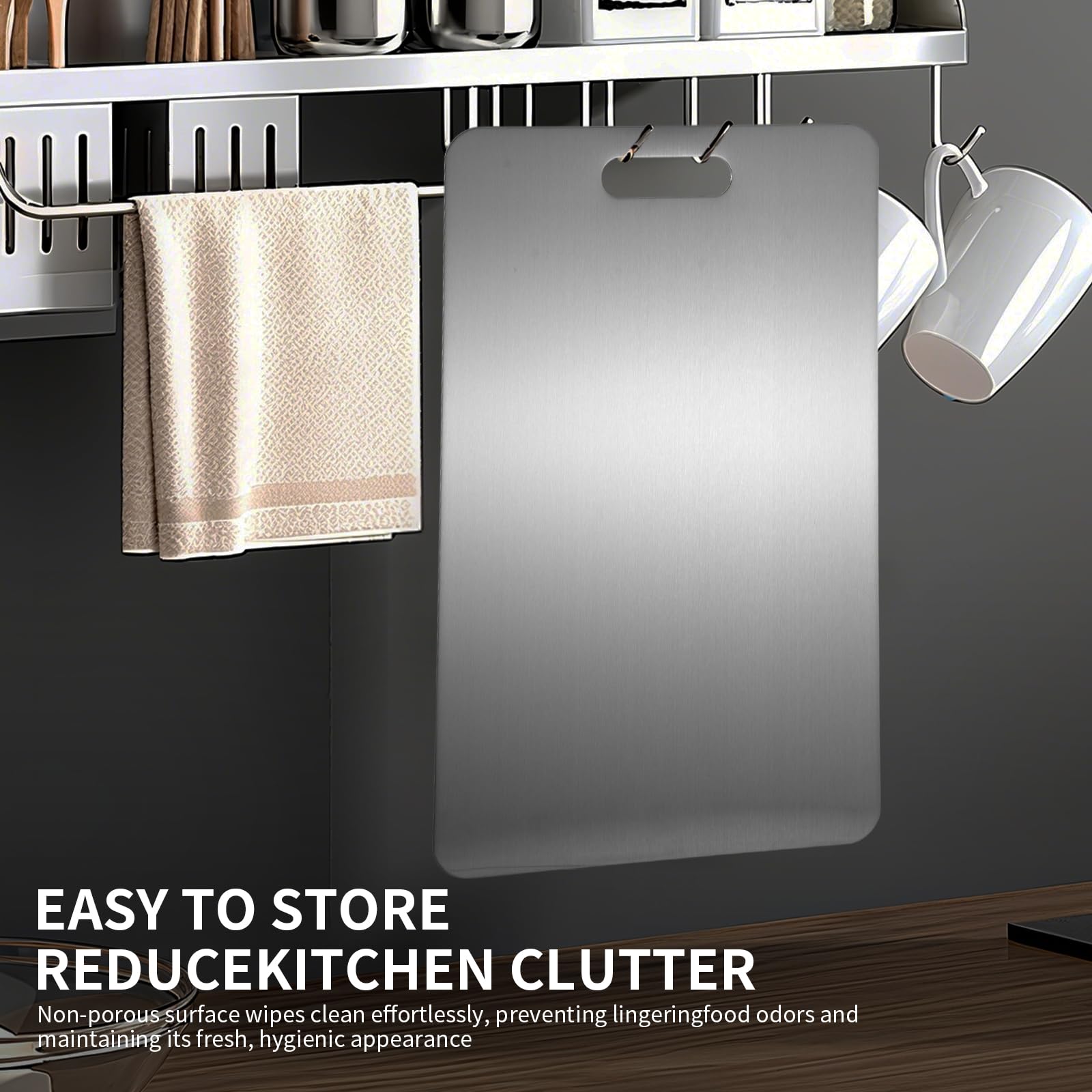 Stainless Steel Chopping Board 20x30cm SUS304 Kitchen Cutting Board Metal Meat Vegetable Fruit Dough Board Easy Clean Hygienic Durable Non Absorb Odor Kitchen Tool Home Cooking