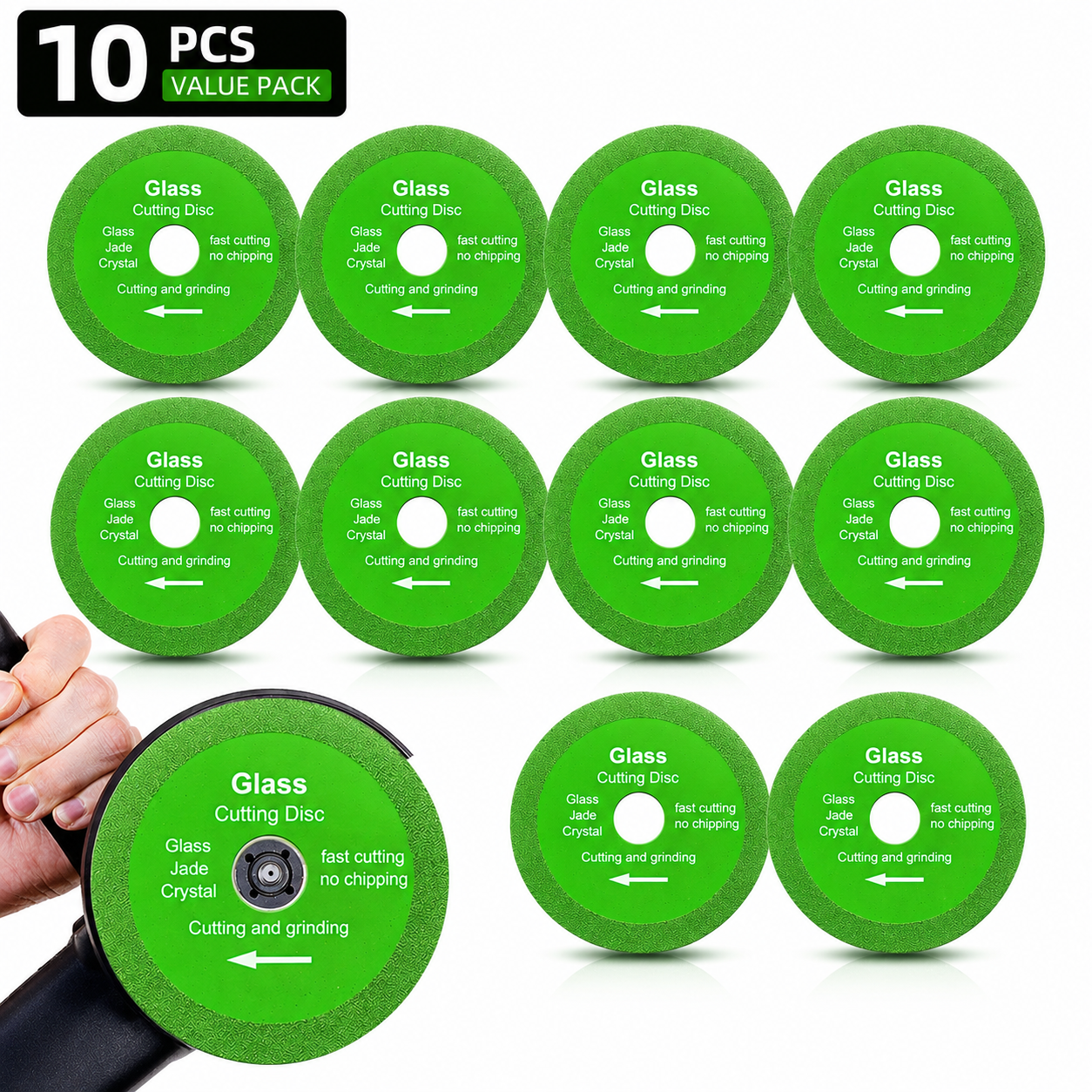 10pcs 100mm diamond cutting disc, angle grinder blade, glass cutting wheel, tile cutting disc, ceramic grinder blade, jade & crystal saw blade, polishing disc, grinding, professional, no chipping