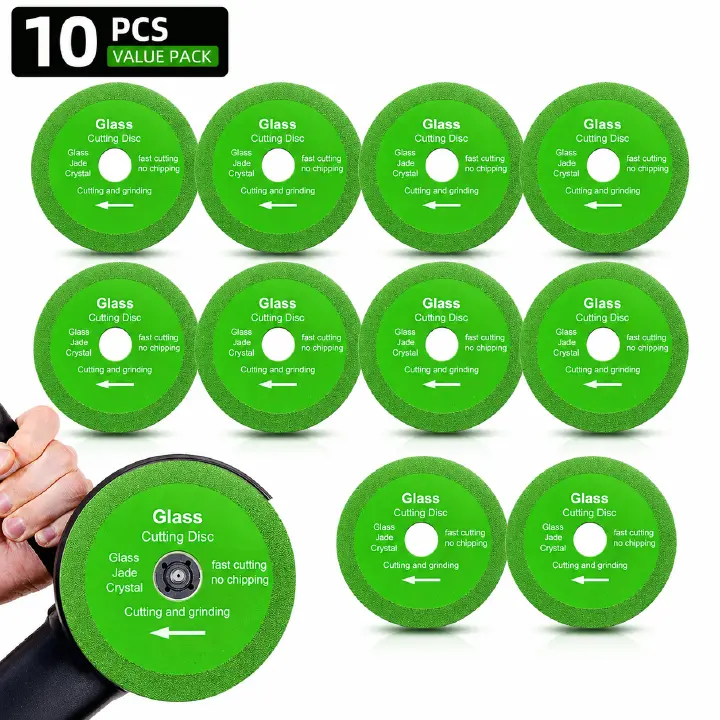 10pcs 100mm diamond cutting disc, angle grinder blade, glass cutting wheel, tile cutting disc, ceramic grinder blade, jade & crystal saw blade, polishing disc, grinding, professional, no chipping