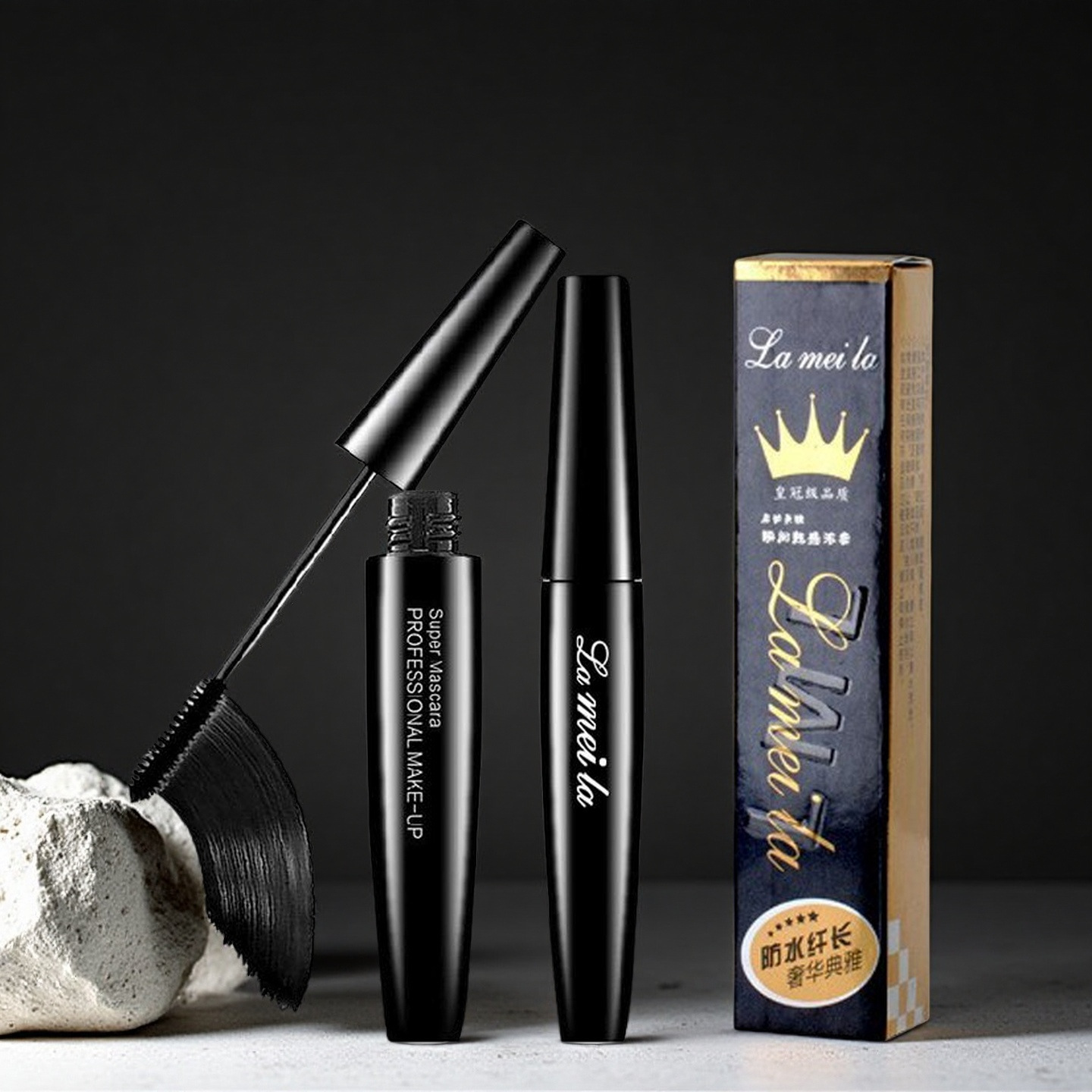 4D Waterproof Mascara Long Lasting Curling Volumizing Lengthening Eyelash Cream Smudge Proof Sweatproof Natural Thick Lash Black Mascara Quick Dry Eye Makeup Cosmetic Beauty Tool For Women