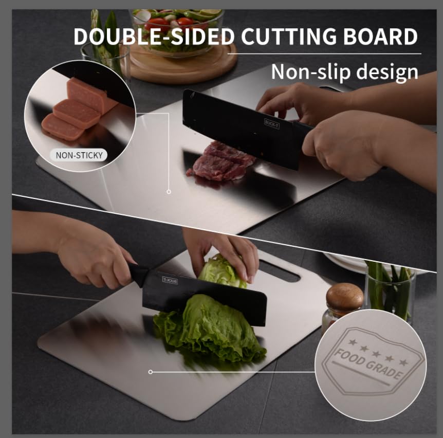 Stainless Steel Chopping Board 20x30cm SUS304 Kitchen Cutting Board Metal Meat Vegetable Fruit Dough Board Easy Clean Hygienic Durable Non Absorb Odor Kitchen Tool Home Cooking