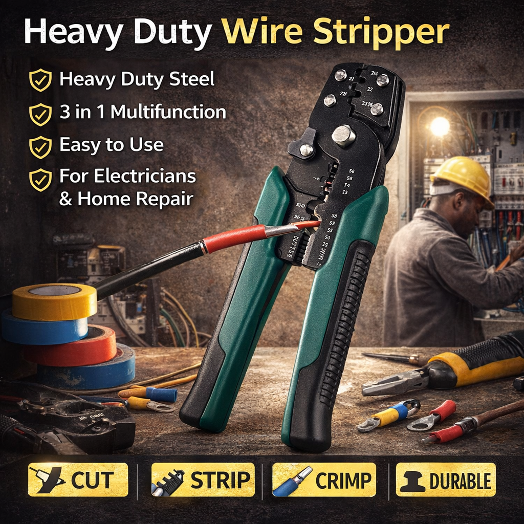 Automatic Wire Stripper 3 in 1 Multifunction Crimping Tool 8 Inch Wire Stripping Tool Cutting Pliers for Electricians Cable Repair Heavy Duty Hand Tool