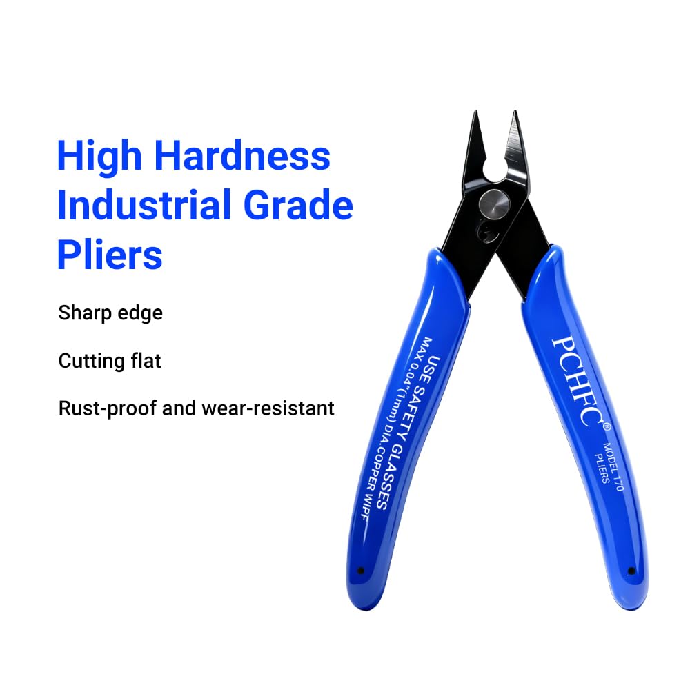 Mini Diagonal Cutting Pliers Blue Flush Cutter Side Cutter Wire Nippers Precision Hand Tool for Electronics Jewelry Repair Cable Cutting DIY Craft Electrician Repair Tool Durable Steel