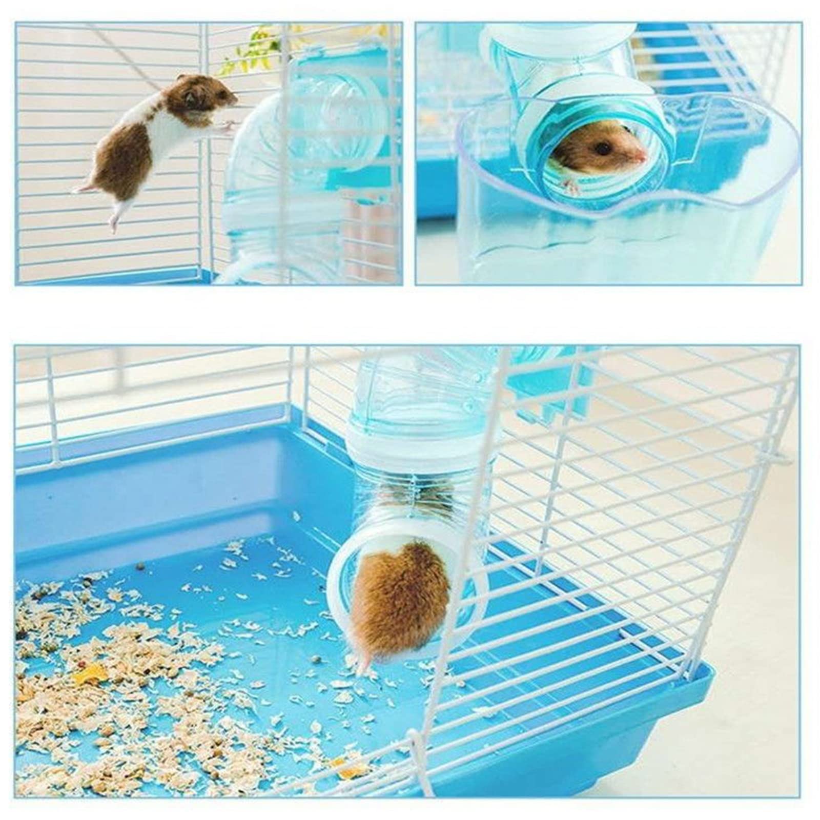 DIY Hamster Tunnel Maze Modular Cage Accessories with Transparent Tubes, Small Pet Playground Adventure House, Expandable Hamster Villa Bath Room Exercise Toy for Hamsters, Gerbils and Mice
