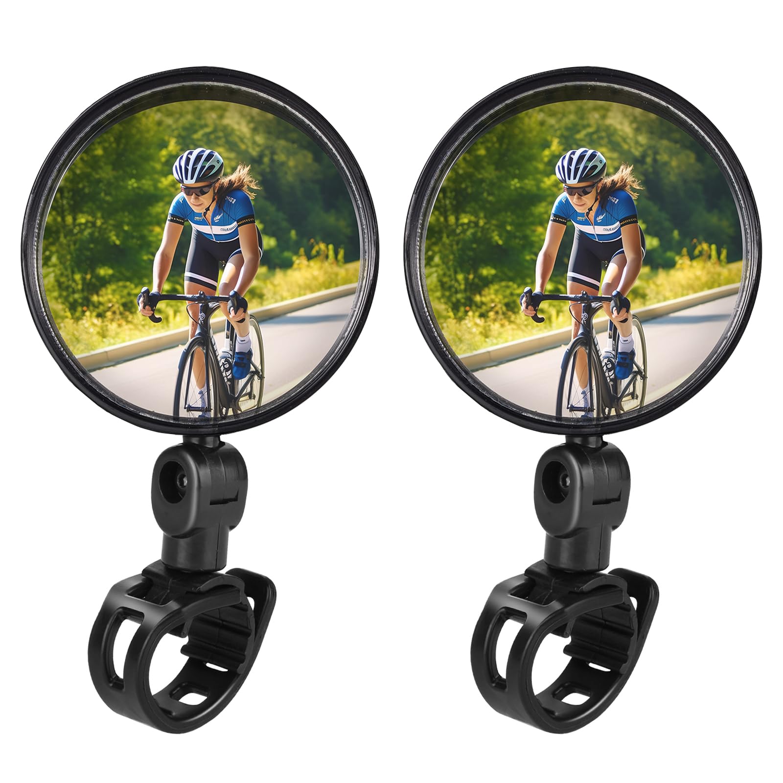 Electric Bike Rear View Mirrors 2PCS 360° Rotatable Wide Angle Convex Mirrors for E-Bike Bicycle Scooter MTB Commuter Bike Handlebar Safety Rearview Mirror Easy Installation Shockproof Accessories