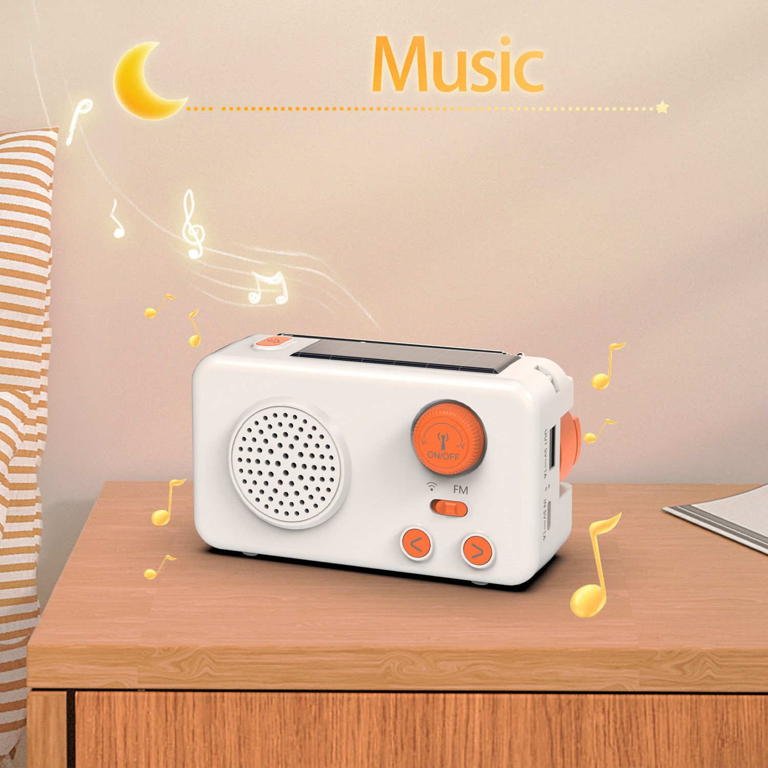 Solar Emergency Radio with Power Bank, Hand Crank Generator and LED Flashlight, Portable FM Radio with Solar Charging, Rechargeable Radio for Camping, Travel, Outdoor Survival and Disaster Preparednes