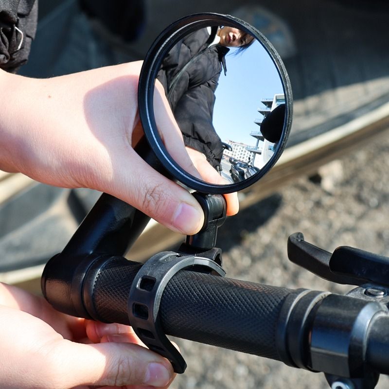 Electric Bike Rear View Mirrors 2PCS 360° Rotatable Wide Angle Convex Mirrors for E-Bike Bicycle Scooter MTB Commuter Bike Handlebar Safety Rearview Mirror Easy Installation Shockproof Accessories
