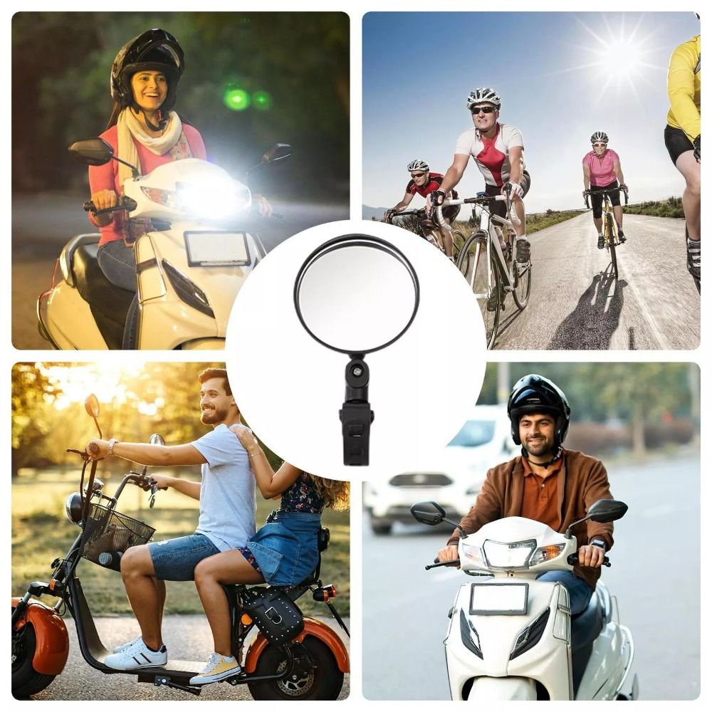 Electric Bike Rear View Mirrors 2PCS 360° Rotatable Wide Angle Convex Mirrors for E-Bike Bicycle Scooter MTB Commuter Bike Handlebar Safety Rearview Mirror Easy Installation Shockproof Accessories