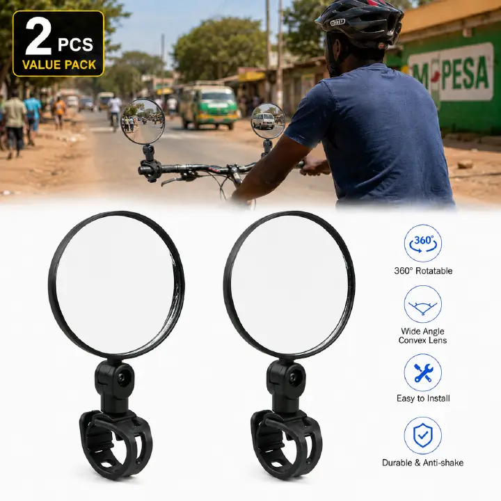 Electric Bike Rear View Mirrors 2PCS 360° Rotatable Wide Angle Convex Mirrors for E-Bike Bicycle Scooter MTB Commuter Bike Handlebar Safety Rearview Mirror Easy Installation Shockproof Accessories