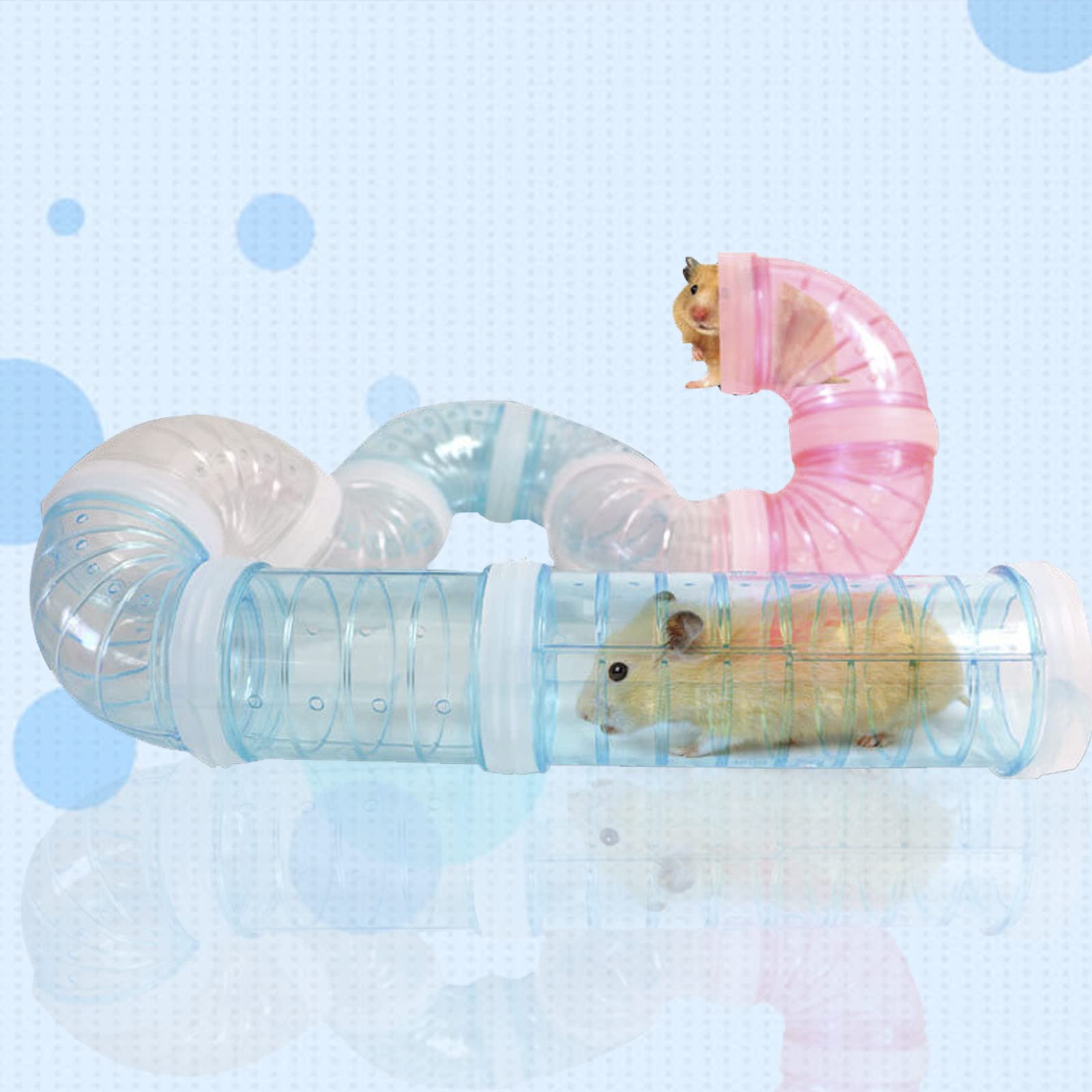 DIY Hamster Tunnel Maze Modular Cage Accessories with Transparent Tubes, Small Pet Playground Adventure House, Expandable Hamster Villa Bath Room Exercise Toy for Hamsters, Gerbils and Mice