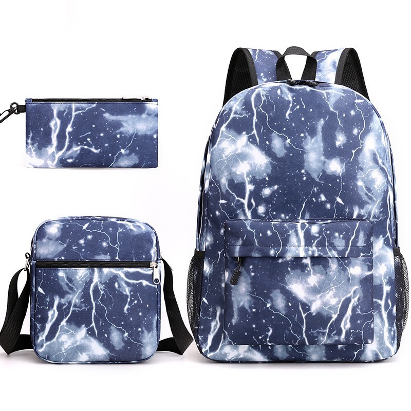 3PCS Galaxy School Backpack Set for Boys and Girls, Large Capacity Student Bookbag with Shoulder Bag and Pencil Case, Lightweight School Bag for Primary, Secondary School, Travel and Daily Use