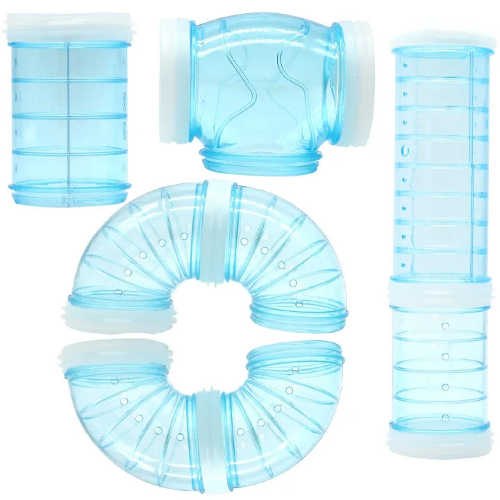 DIY Hamster Tunnel Maze Modular Cage Accessories with Transparent Tubes, Small Pet Playground Adventure House, Expandable Hamster Villa Bath Room Exercise Toy for Hamsters, Gerbils and Mice