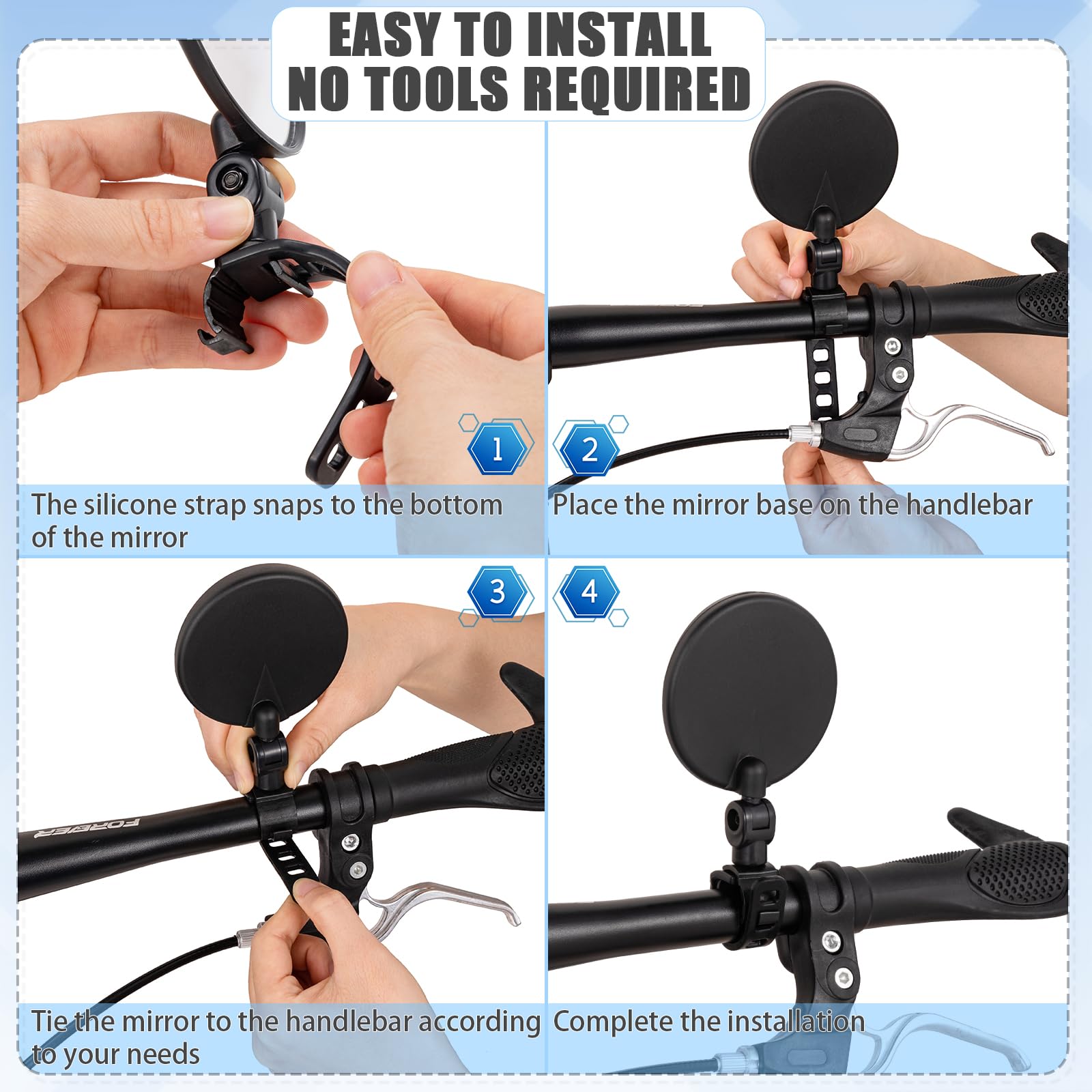 Electric Bike Rear View Mirrors 2PCS 360° Rotatable Wide Angle Convex Mirrors for E-Bike Bicycle Scooter MTB Commuter Bike Handlebar Safety Rearview Mirror Easy Installation Shockproof Accessories