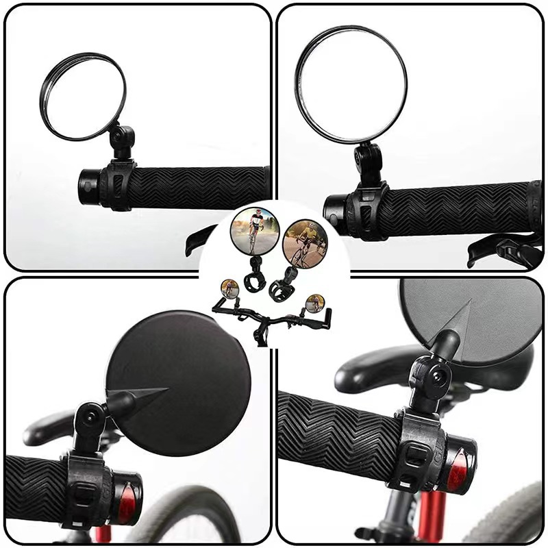 Electric Bike Rear View Mirrors 2PCS 360° Rotatable Wide Angle Convex Mirrors for E-Bike Bicycle Scooter MTB Commuter Bike Handlebar Safety Rearview Mirror Easy Installation Shockproof Accessories