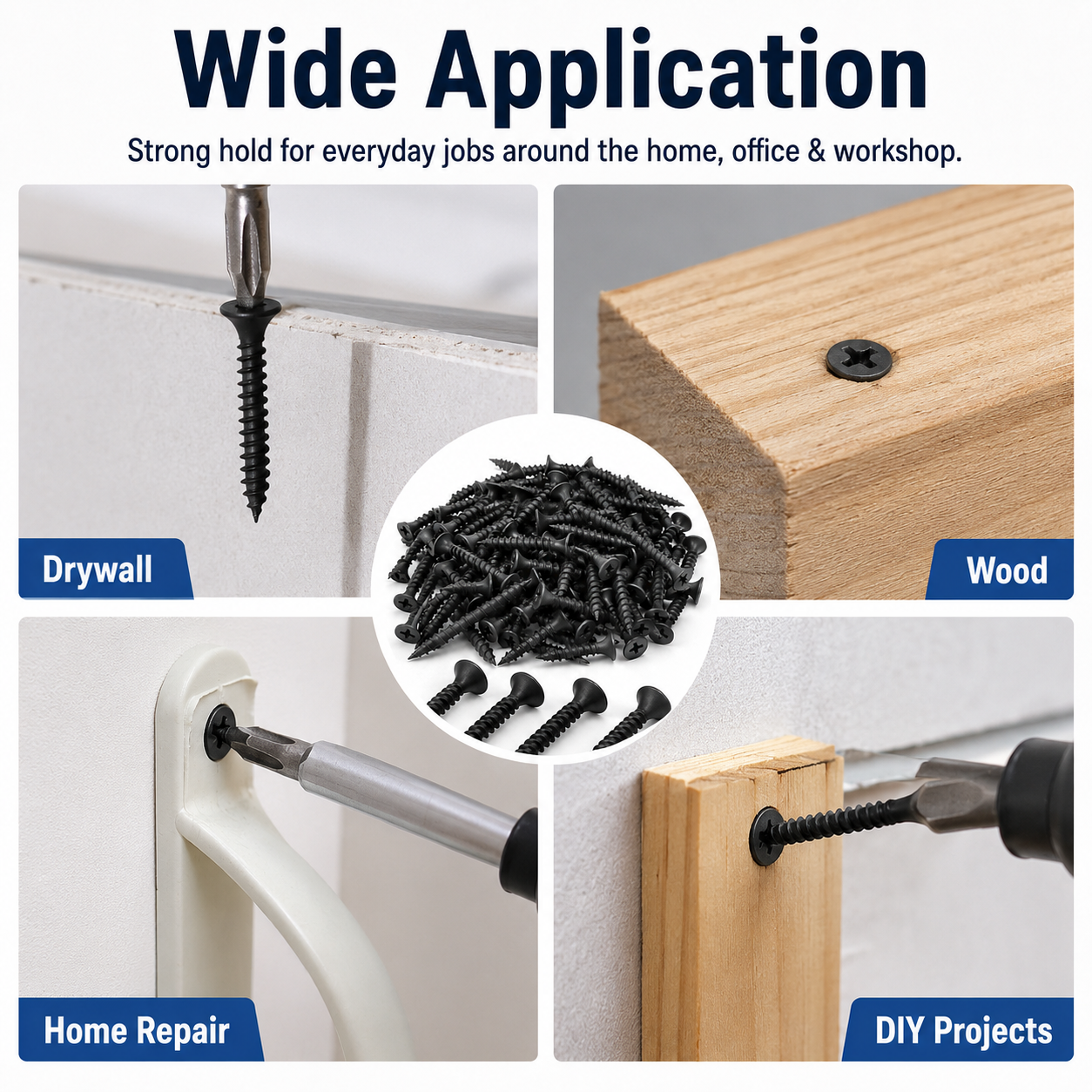 120 Pcs Black Drywall Screws M3.5 x 30mm, Phillips Flat Head Self Tapping Wood Screws with Deep Thread Grip for Gypsum Board, Furniture Repair, DIY, Carpentry, Home and Workshop Use
