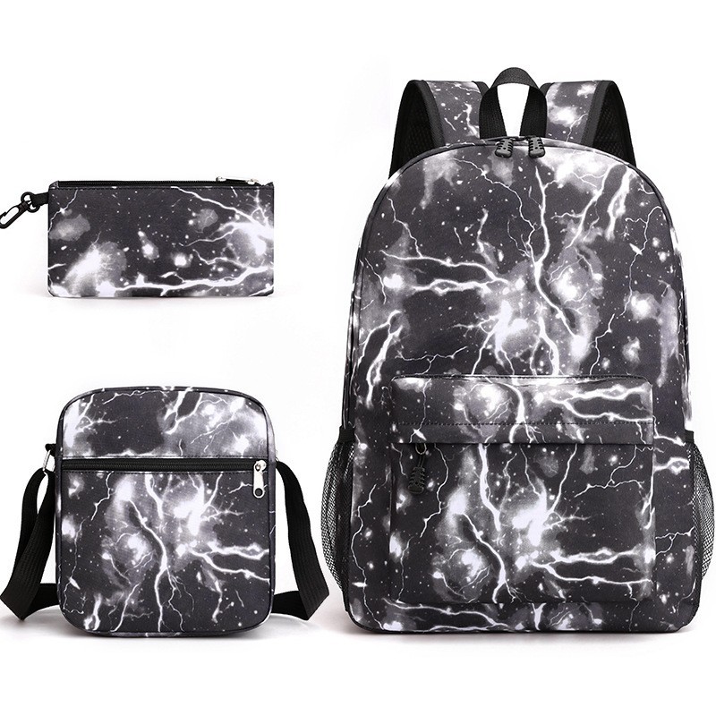 3PCS Galaxy School Backpack Set for Boys and Girls, Large Capacity Student Bookbag with Shoulder Bag and Pencil Case, Lightweight School Bag for Primary, Secondary School, Travel and Daily Use