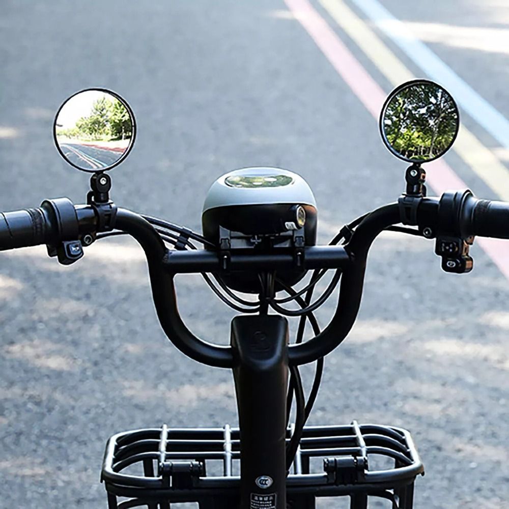 Electric Bike Rear View Mirrors 2PCS 360° Rotatable Wide Angle Convex Mirrors for E-Bike Bicycle Scooter MTB Commuter Bike Handlebar Safety Rearview Mirror Easy Installation Shockproof Accessories