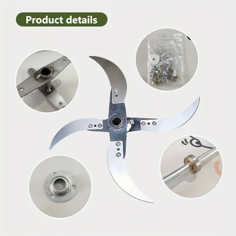Electric Drill Grass Cutter Conversion Kit with Thickened Steel Blade, Blade Holder Base and Shaft Rod, DIY Chaff and Vegetable Shredder Attachment for Chicken, Poultry and Livestock Feed